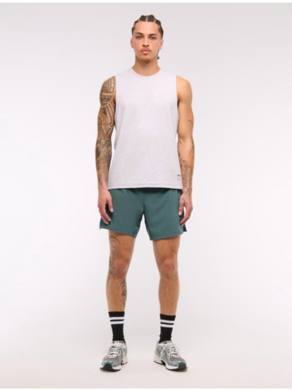 Abercrombie YPB Men's motionTEK Lined Ready Short in Green Stripe, Size: S